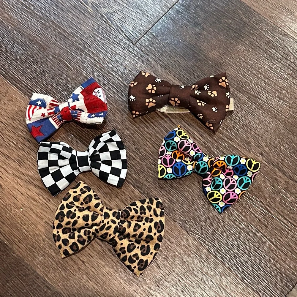 Hand made Colorful Kids hair or Pet Bow Tie Set